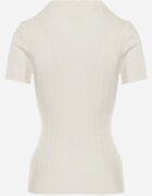 j&x Bluză elegantă cu mânecă scurtă din vâscoză cu model împletit Stria Bej deschis