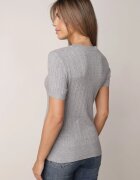 j&x Bluză elegantă cu mânecă scurtă din vâscoză cu model împletit Stria Gri