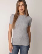 j&x Bluză elegantă cu mânecă scurtă din vâscoză cu model împletit Stria Gri