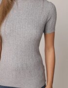 j&x Bluză elegantă cu mânecă scurtă din vâscoză cu model împletit Stria Gri