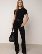 j&x Bluză elegantă cu mânecă scurtă din vâscoză cu model împletit Stria Negru