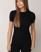 j&x Bluză elegantă cu mânecă scurtă din vâscoză cu model împletit Stria Negru