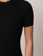 j&x Bluză elegantă cu mânecă scurtă din vâscoză cu model împletit Stria Negru