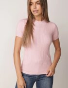 j&x Bluză elegantă cu mânecă scurtă din vâscoză cu model împletit Stria Roz