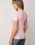 j&x Bluză elegantă cu mânecă scurtă din vâscoză cu model împletit Stria Roz