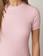 j&x Bluză elegantă cu mânecă scurtă din vâscoză cu model împletit Stria Roz
