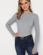 j&x Bluză Gri cu Mâneci Lungi din Tricot cu Dungi Delicate Terilanne
