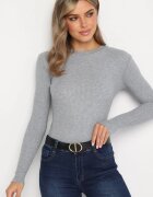j&x Bluză Gri cu Mâneci Lungi din Tricot cu Dungi Delicate Terilanne