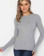 j&x Bluză Gri cu Mâneci Lungi din Tricot cu Dungi Delicate Terilanne