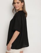 j&x Bluză neagră din bumbac cu broderie decorativă Rinevra