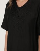 j&x Bluză neagră din bumbac cu broderie decorativă Rinevra