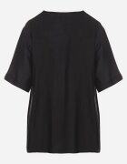 j&x Bluză neagră din bumbac cu broderie decorativă Rinevra