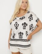 j&x Bluză Negru-Alb din Viscoză cu Model în Stil Boho Lunaseia