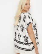 j&x Bluză Negru-Alb din Viscoză cu Model în Stil Boho Lunaseia