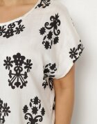j&x Bluză Negru-Alb din Viscoză cu Model în Stil Boho Lunaseia