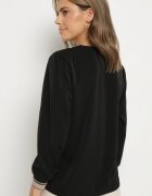 j&x Bluză Negru în Stil Rustic cu Dantelă și Decolteu în V Gonlira