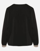 j&x Bluză Negru în Stil Rustic cu Dantelă și Decolteu în V Gonlira