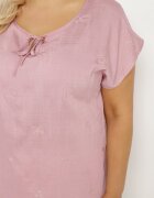 j&x Bluză Roz cu Broderie și Șnur la Decolteu Mepaya