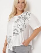 j&x Bluză T-shirt Albă din Bumbac cu Mânecă Scurtă cu Imprimeu și Nasturi Fiomara