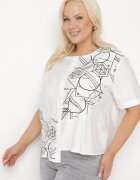 j&x Bluză T-shirt Albă din Bumbac cu Mânecă Scurtă cu Imprimeu și Nasturi Fiomara