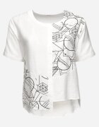 j&x Bluză T-shirt Albă din Bumbac cu Mânecă Scurtă cu Imprimeu și Nasturi Fiomara
