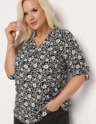 j&x Bluză tip cămașă Neagră cu flori din țesătură viscoză Railen