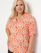 j&x Bluză Viscoză Portocaliu-Albă Cu nasturi Cu imprimeu geometric Perita