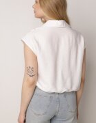 j&x Cămașă albă de viscoză Boho Fără mâneci cu șnur în talie Limopise