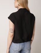 j&x Cămașă Neagră din viscoză Boho Fără Mâneci cu șnur în talie Limopise