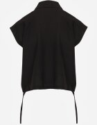 j&x Cămașă Neagră din viscoză Boho Fără Mâneci cu șnur în talie Limopise