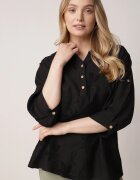 j&x Cămașă Neagră din Viscoză cu Flori Brodate Sylimeine