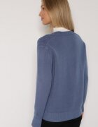 j&x Cardigan Albastru din Bumbac Decorat cu Model împletit și Buzunare Mevesava