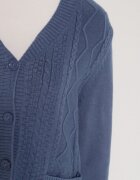 j&x Cardigan Albastru din Bumbac Decorat cu Model împletit și Buzunare Mevesava