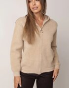 j&x Cardigan Bej De Lână Cu Glugă Și Fermoar Sakiyah