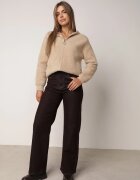 j&x Cardigan Bej De Lână Cu Glugă Și Fermoar Sakiyah