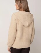 j&x Cardigan Bej De Lână Cu Glugă Și Fermoar Sakiyah