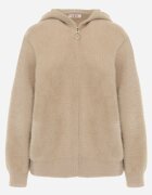 j&x Cardigan Bej De Lână Cu Glugă Și Fermoar Sakiyah