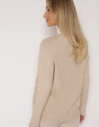 j&x Cardigan Bej deschis cu Bumbac Decorat cu Model împletit și Buzunare Mevesava