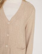 j&x Cardigan Bej deschis cu Bumbac Decorat cu Model împletit și Buzunare Mevesava
