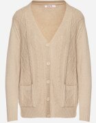 j&x Cardigan Bej deschis cu Bumbac Decorat cu Model împletit și Buzunare Mevesava