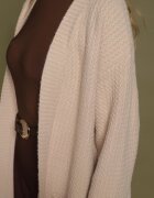 j&x Cardigan Bej Deschis cu Bumbac Lung Asorisse