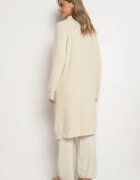 j&x Cardigan Bej deschis din lână cu croială lungă și simplă cu guler înalt cu fermoar Boniala