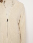 j&x Cardigan Bej deschis din lână cu croială lungă și simplă cu guler înalt cu fermoar Boniala
