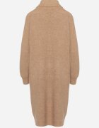 j&x Cardigan Bej închis din lână cu croială lungă și dreaptă cu guler înalt cu fermoar Boniala