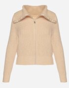 j&x Cardigan Bej Tricotat cu Lână cu Guler înalt cu Fermoar Zinellia