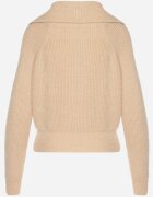 j&x Cardigan Bej Tricotat cu Lână cu Guler înalt cu Fermoar Zinellia
