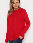 j&x Cardigan Clasic Bordo cu adaos de bumbac cu nasturi cu relief geometric Mevasina