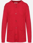 j&x Cardigan Clasic Bordo cu adaos de bumbac cu nasturi cu relief geometric Mevasina