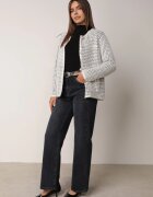 j&x Cardigan cu adaos de lână cu model geometric cu nasturi decorativi din imitație de perle Kasandra Alb