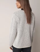 j&x Cardigan cu adaos de lână cu model geometric cu nasturi decorativi din imitație de perle Kasandra Alb